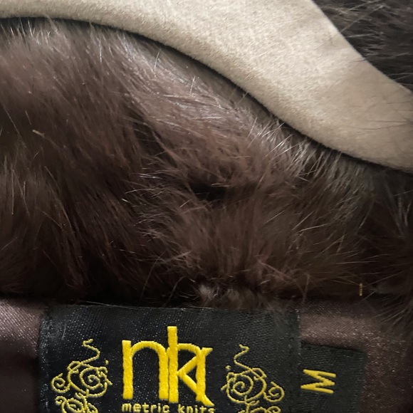 Dark Chocolate Brown Rabbit Fur Vest with Knit ribbed sides - Picture 6 of 8